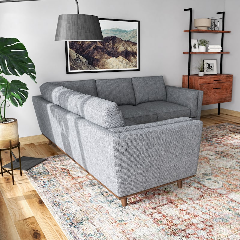 Elisa Mid Century Pillow Back Symmetrical Corner Sofa