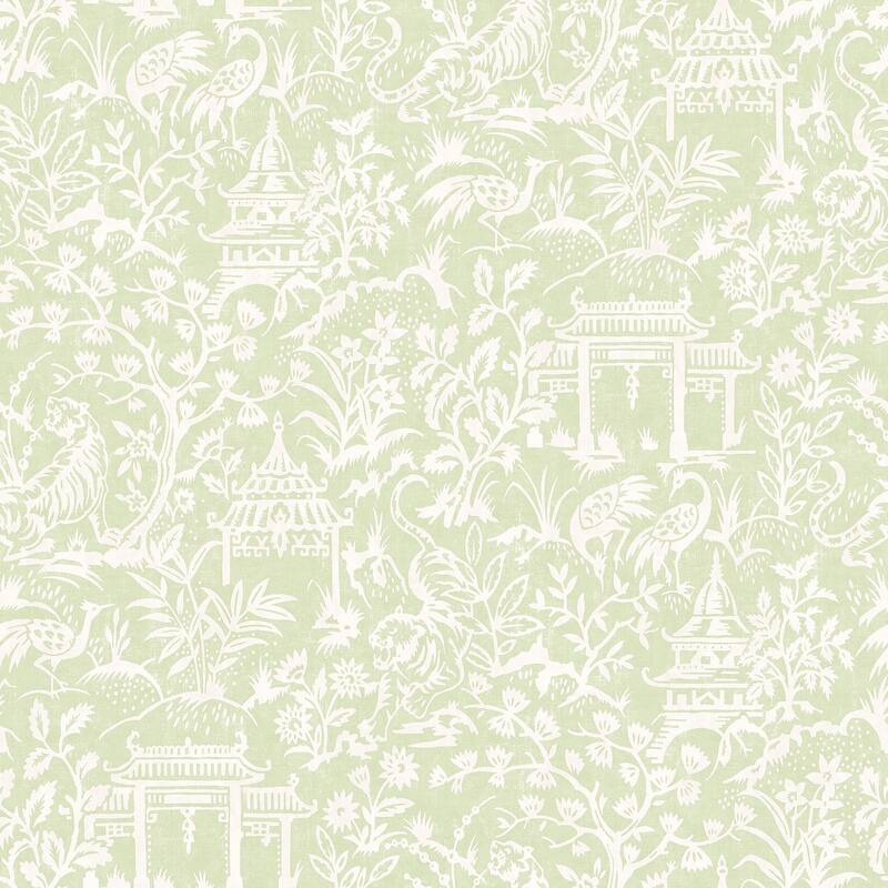 Galerie Wallcoverings Secret Garden Botanical Toile Non-woven Matte Wallpaper Roll - 33 feet x 21 inches - Green
