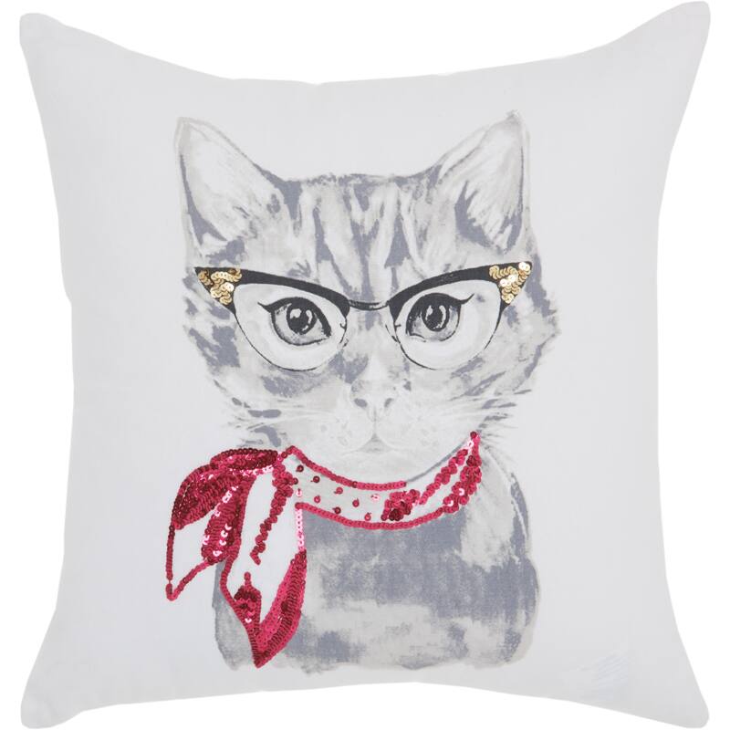 Mina Victory Sofia Animals Throw Pillow - White - 18" x 18"