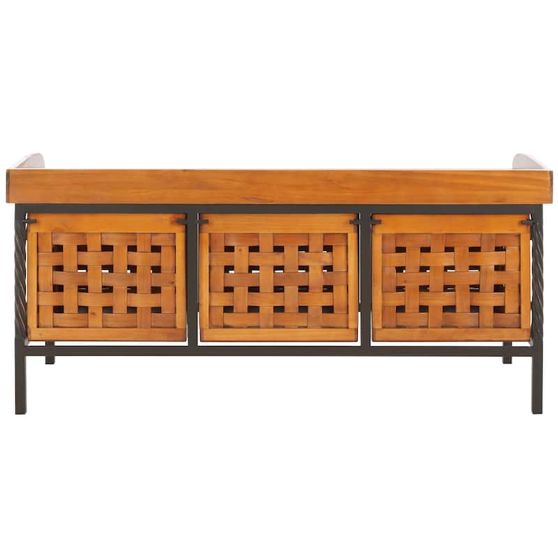 SAFAVIEH Toshie Honey Oak Storage Bench - 42.5" x 15.5" x 20" - 43Wx16Dx20H
