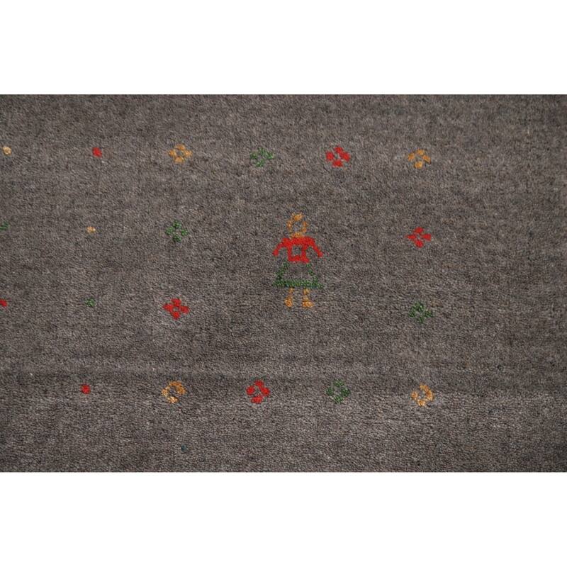 Hand Knotted Oriental 100% Wool Carpet Tribal Tribal Greys & Charcoal Gabbeh Area Rug - 8' 3'' X 5' 2''