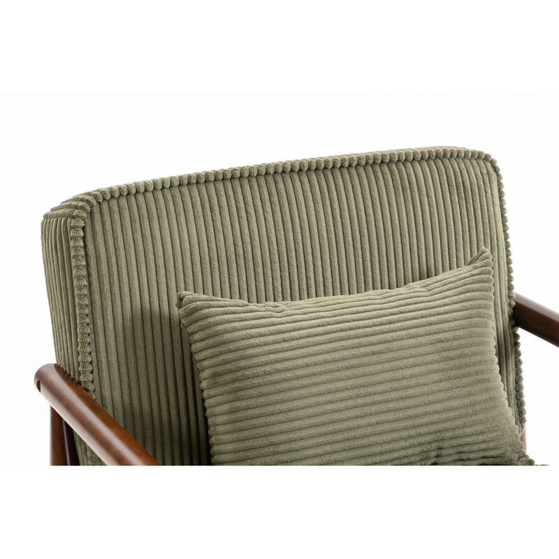 Storage Chair,Mid Century Modern Accent Chair with Wood Frame, Upholstered Living Room Chairs with Waist Cushion