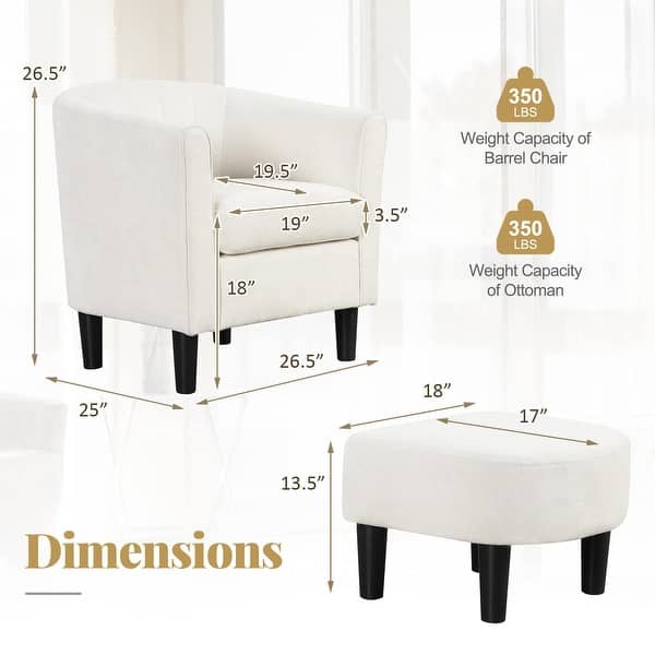 Costway Barrel Chair with Ottoman Footrest Curved Backrest Armrests - See Details