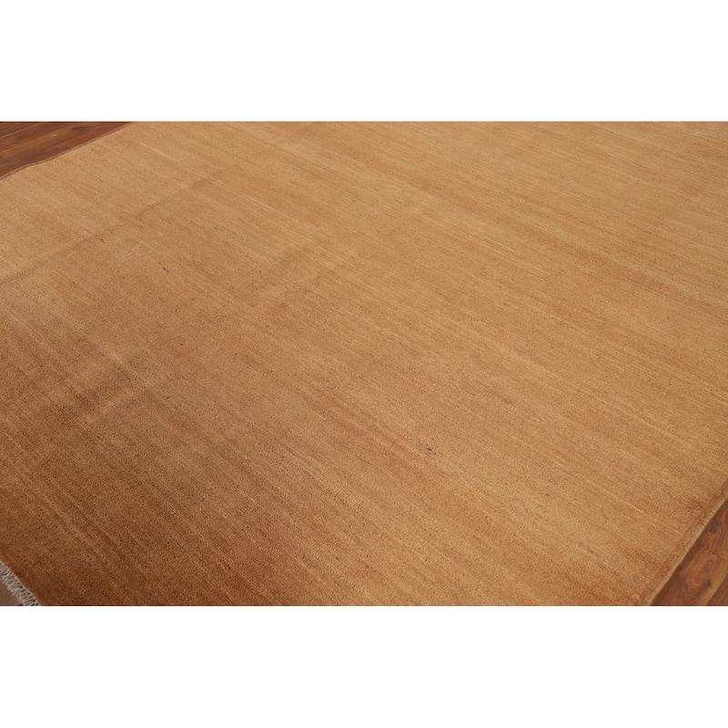 Gabbeh Area Rug Hand-Knotted Oriental Yellow Wool Carpet - 6'8" x 9'7"