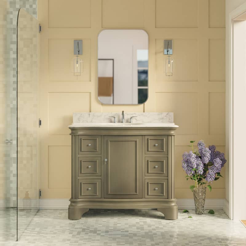 KitchenBathCollection Katherine 42" Bathroom Vanity with Carrara Marble Top