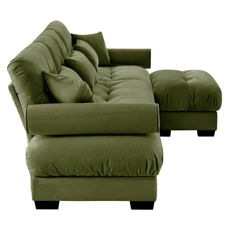 Super Comfort Oversized Modular Velvet Sectional Sofa Couch with Movable Ottoman,Corner Sectional with Bolstered Armrests