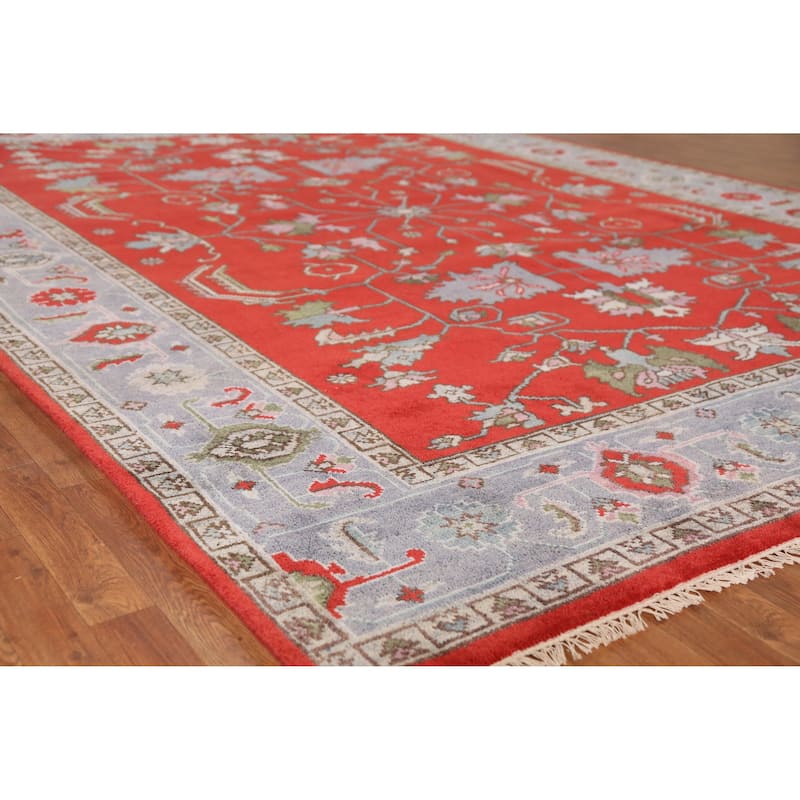 Red Heriz Serapi Indian Area Rug Handmade Wool Carpet - 9'0" x 12'0" - Red - 9'0" x 12'0"