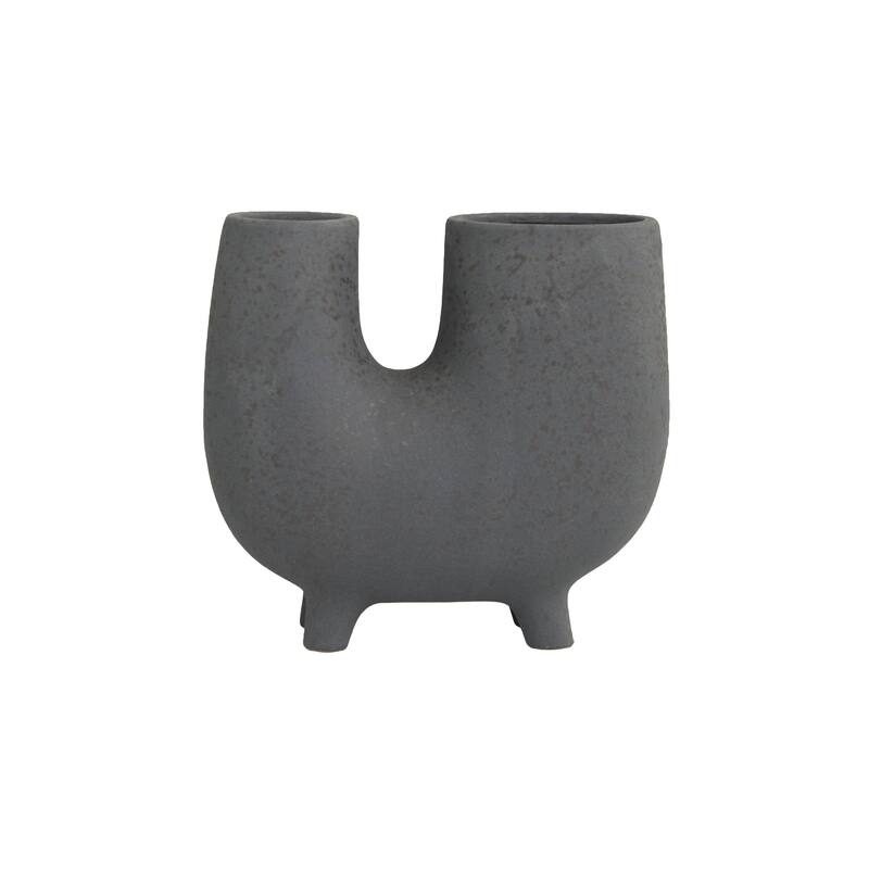 Ceramic Abstract U-Shaped Decorative Vase with Small Feet - Dark Gray - CosmoLiving by Cosmopolitan