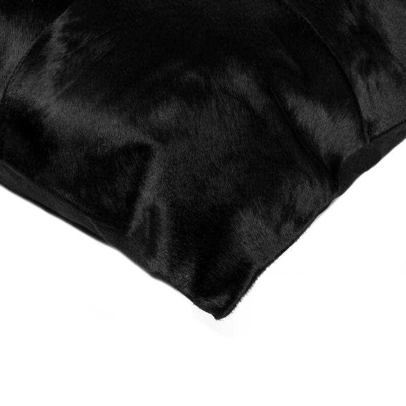 Set of Two 18" Black Cowhide Throw Pillows