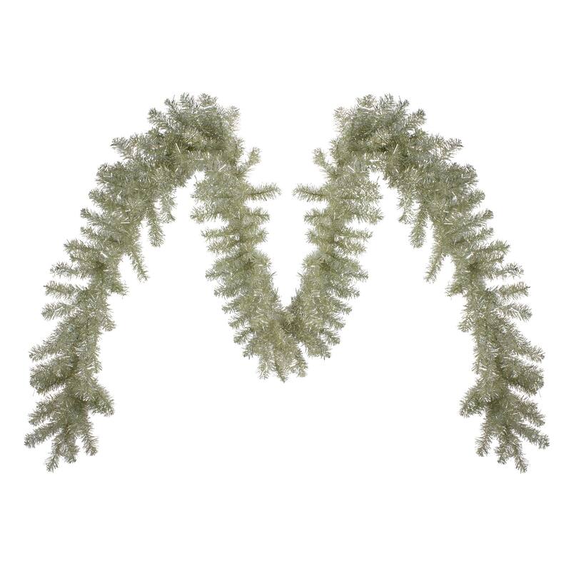 9x12 Metallic Sheer Champagne Artificial Tinsel Garland Clear Lights