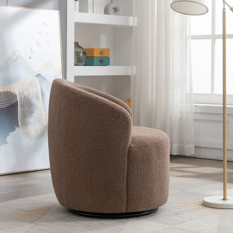 Teddy Fabric Swivel Accent Barrel Chair With Powder Coating Metal Ring