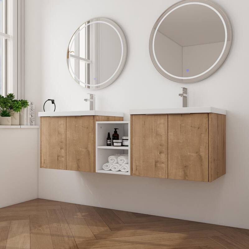 Beingnext 24"/36"/48"/60"/72"/84" Bathroom Vanity with Sink, Floating Bathroom Vanity with Soft Close Door and Shelf