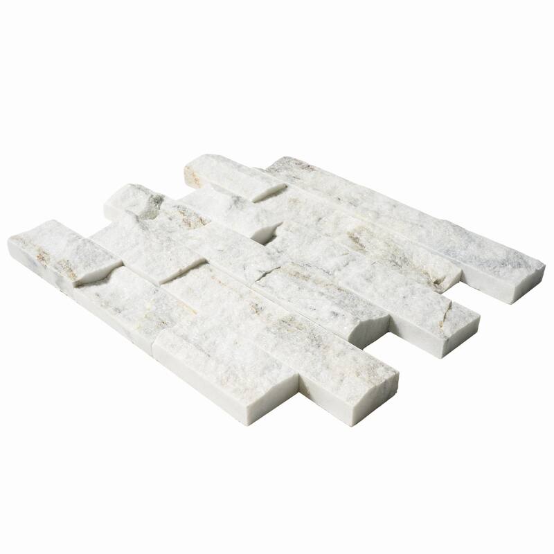 Pale Gray Marble 2" x 4" Split Face Mosaic