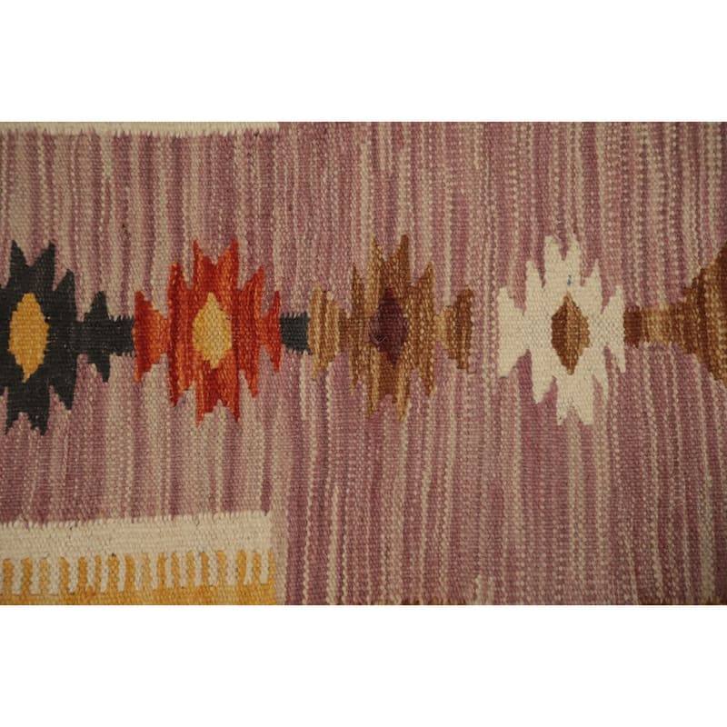Hand Woven Oriental 100% Wool Carpet Southwestern Tribal Pink Kilim Area Rug - 5' 7'' X 3' 11''