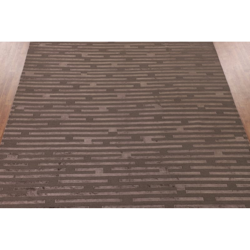 Striped Nepalese Oriental Large Area Rug Handmade Wool Carpet - 10'1" x 13'7"