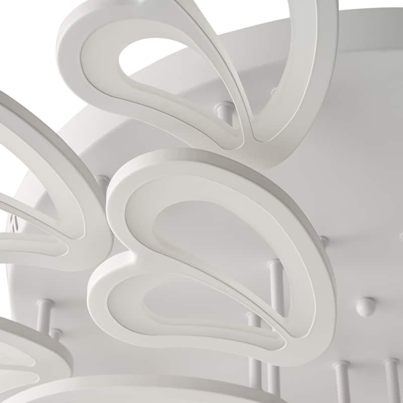 Modern White Butterfly Design Semi Flush Mount LED Dimmable Ceiling Light
