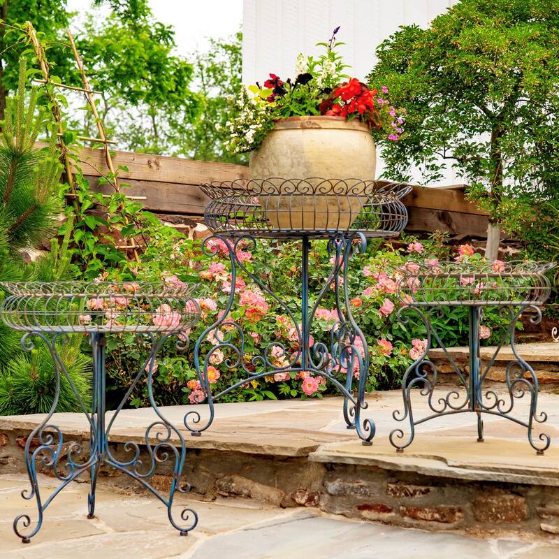 Set of 3 Round Plant Stands with Baskets "Copenhagen 1843"