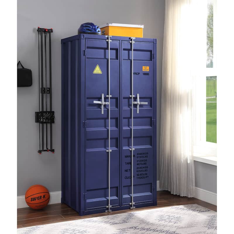 Kamloops Rectangular Wardrobe with Double Door - Blue