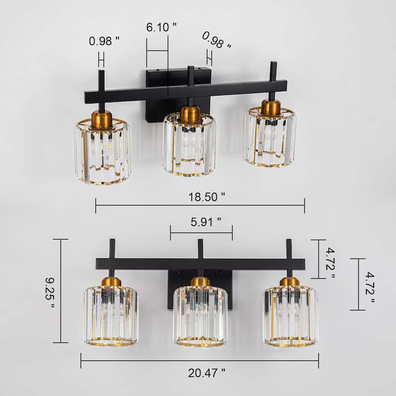 3/4/5-Light Dimmable Crystal Modern Bathroom Vanity Lights Fixtures Over Mirror