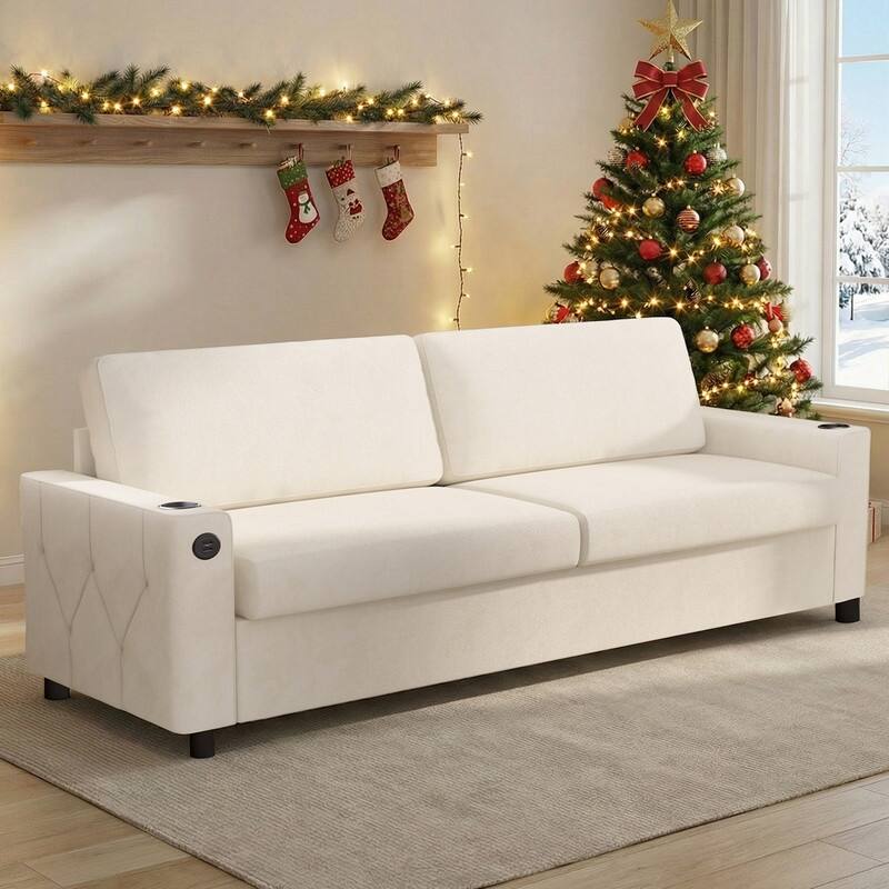 Mixoy Pull Out Sofa Bed,Sleeper Sofa Couch with Memory Foam Mattress,Cup Holder,USB,Pull Out Couch Bed