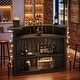 preview thumbnail 6 of 13, 39.4” H Brown MDF Arc Shaped Bar Table, 4-Tier Home Bar Unit with Footrest