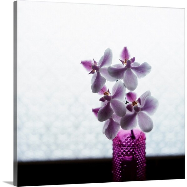 "Orchid flowers in a pink vase" Canvas Wall Art