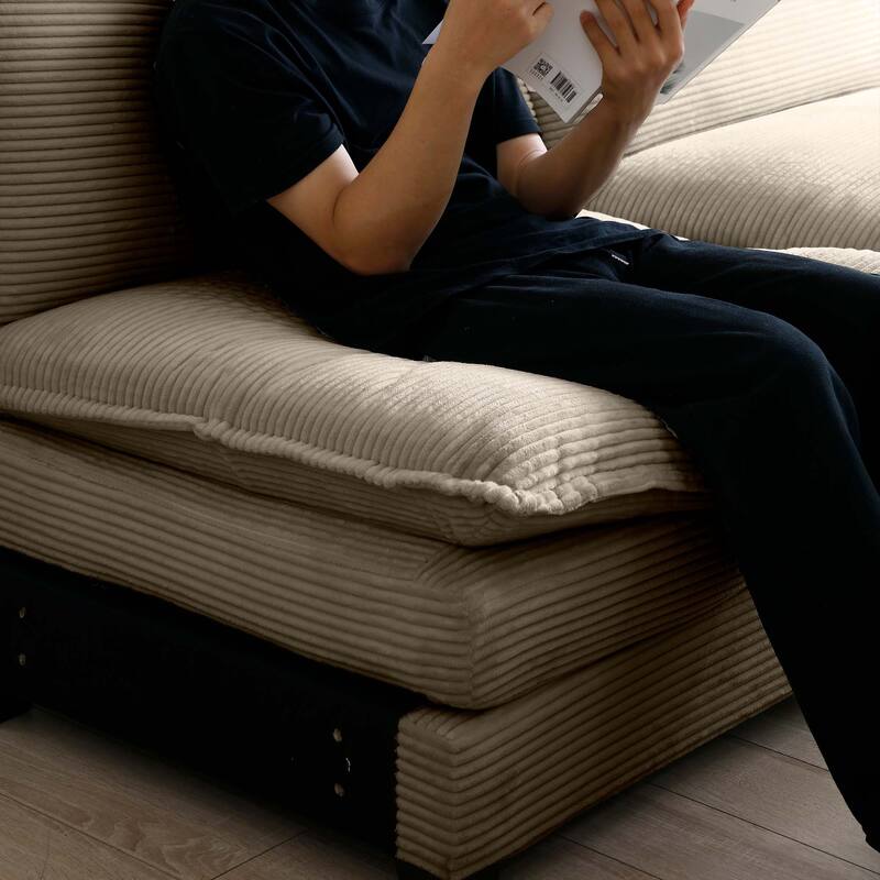 Modern Modular Sofa with 2 Arm Pillows and 3 Throw Pillows and Memory Foam Cushions for Living Room or Guest Room