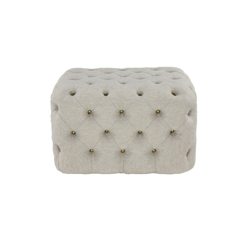 Black Tan or Grey Wood Tufted Fabric Modern Glam Ottoman Bench