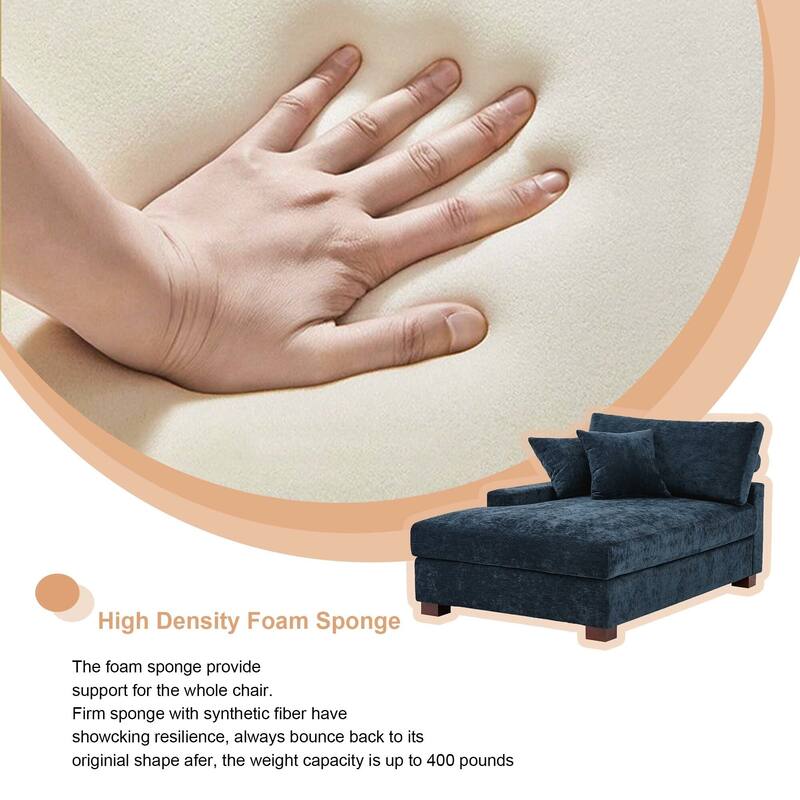 Oversized Chenille Modular Chaise Lounge With Deep Seat