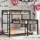 preview thumbnail 2 of 8, Multifunctional Design L-shaped Metal Triple Twin Size Bunk Bed, Sturdy Metal Frame, Space-saving,Black
