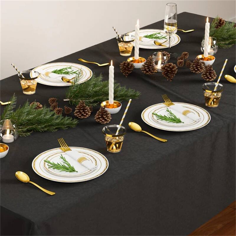 400 Pieces Silver Pre Rolled Napkins Disposable Dinnerware Set