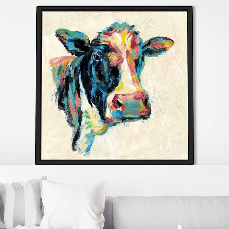 "Expressionistic Cow I v2" Print on Floating Canvas