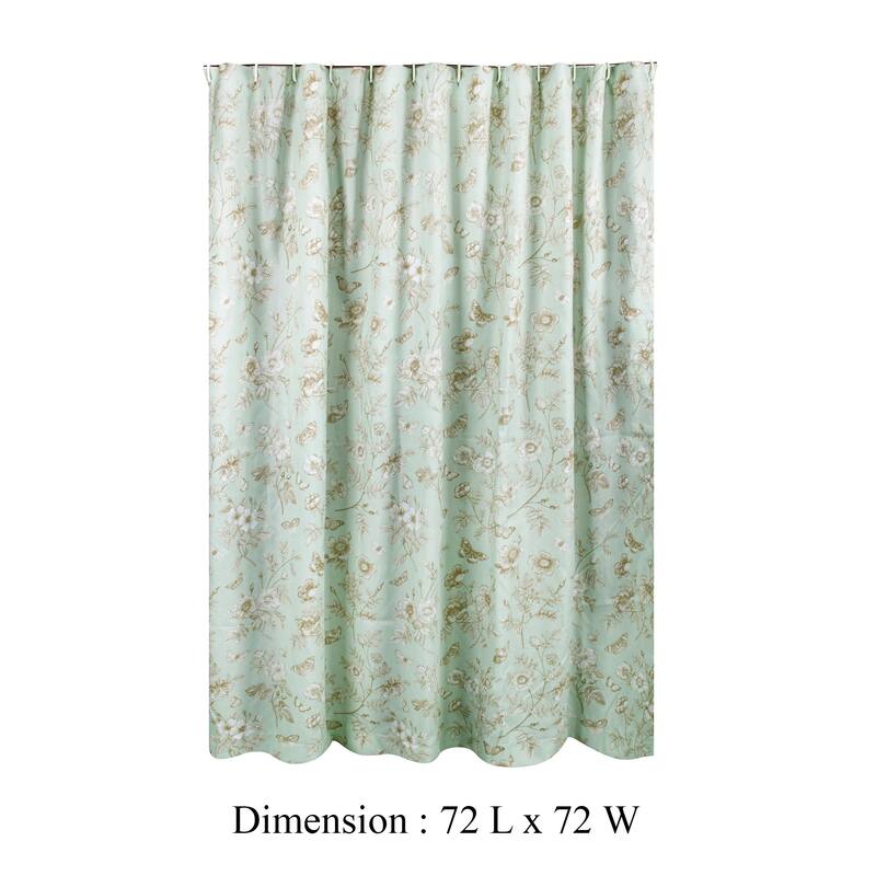 Vola Shower Curtain, 72 Inch, Floral Pattern, Light Green Polyester