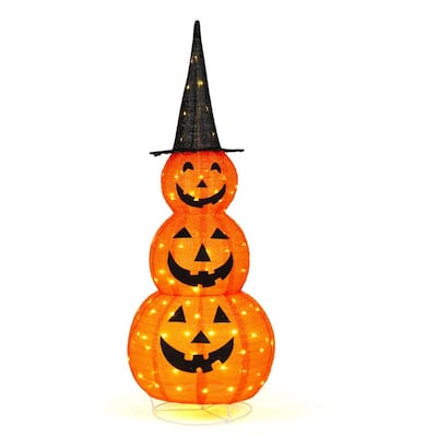 5FT Pre-Lit Collapsible Halloween Jack-O-Lantern Pumpkin Decorations