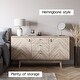 preview thumbnail 5 of 6, Living Skog Scandi Sideboard Herringbone TV Stand with Drawers and Wooden Legs for TV's up to 65-inch TV