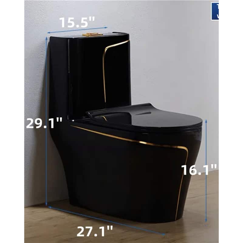 Black Comfort Ceramic One Piece Toilet with Seat