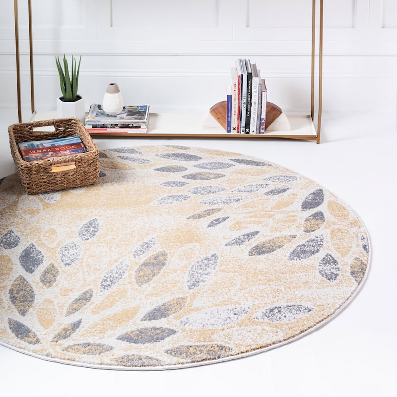 Contemporary Synnove Collection Area Rug - 5' Round - Yellow
