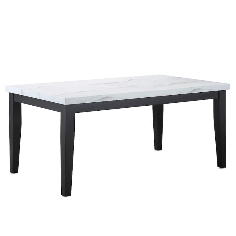 Steve Silver Santeri White Faux Marble and Cherry Dining Table