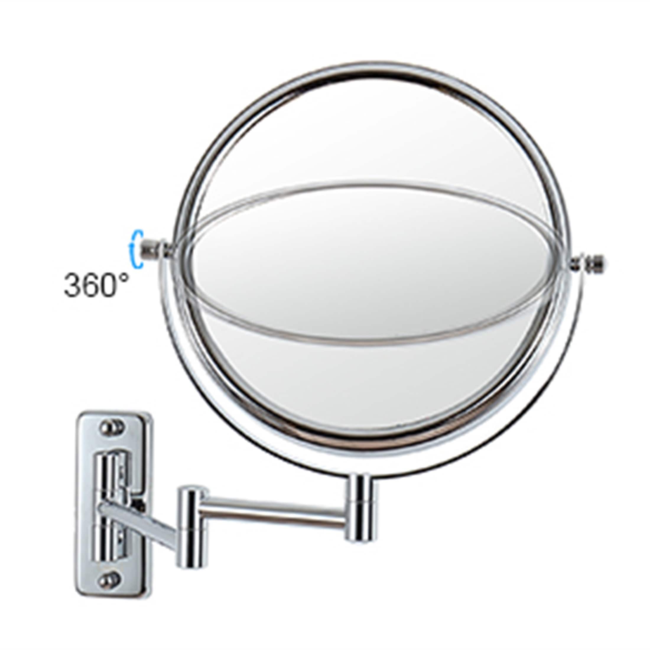Chrome Finish Wall Mount Zoom Mirror DoubleSided Wall Makeup Mirror