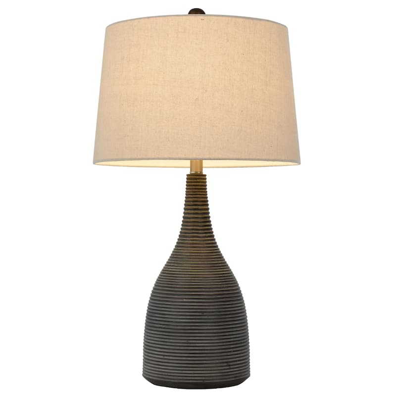 29" Black Ceramic Table Lamp with Beige Empire Fabric Shade and 3-Way Switch for Bedroom or Living Room - 29”H x 16”W x 16”D