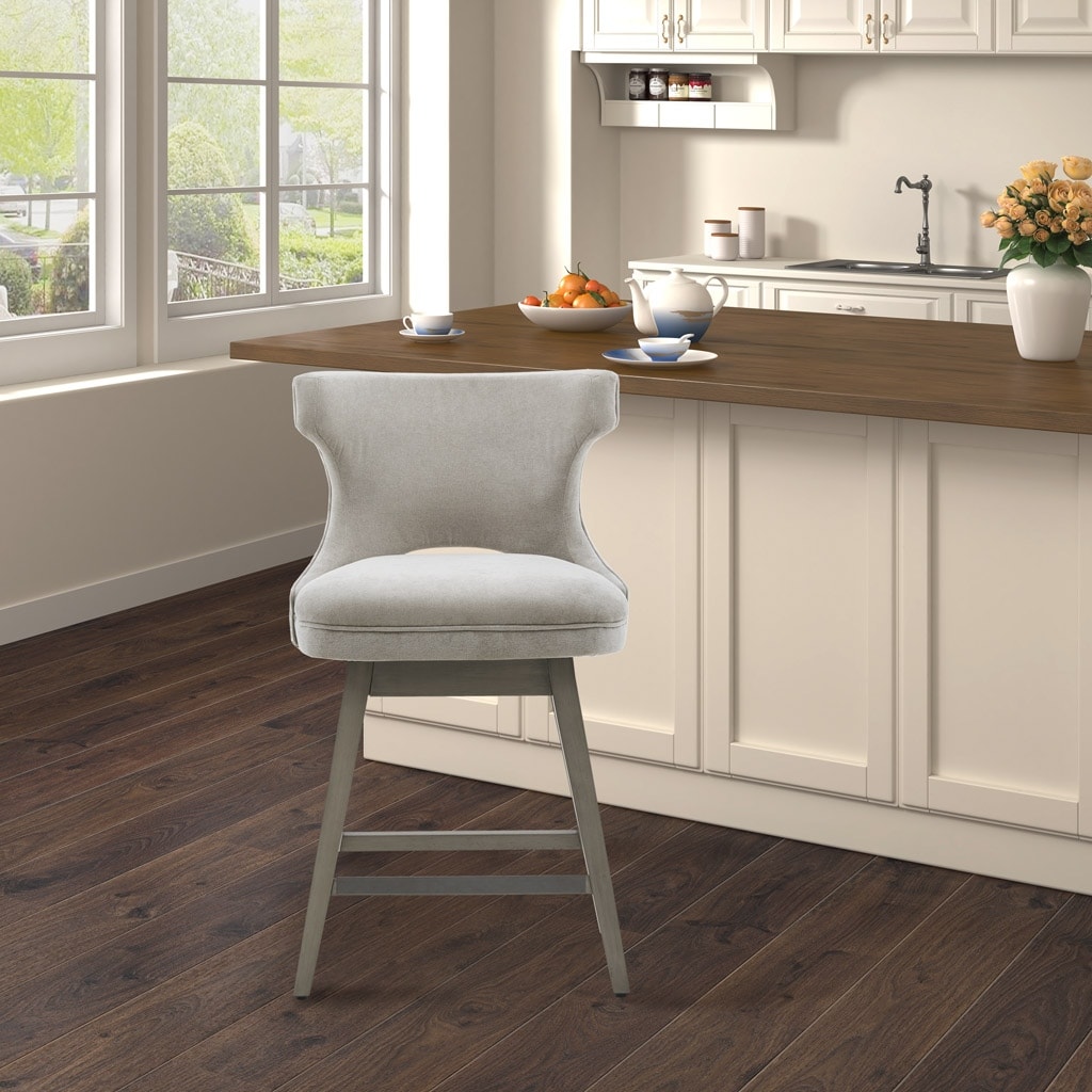 Madison Park Emmett 360-degree swivel counter stool with nailheads