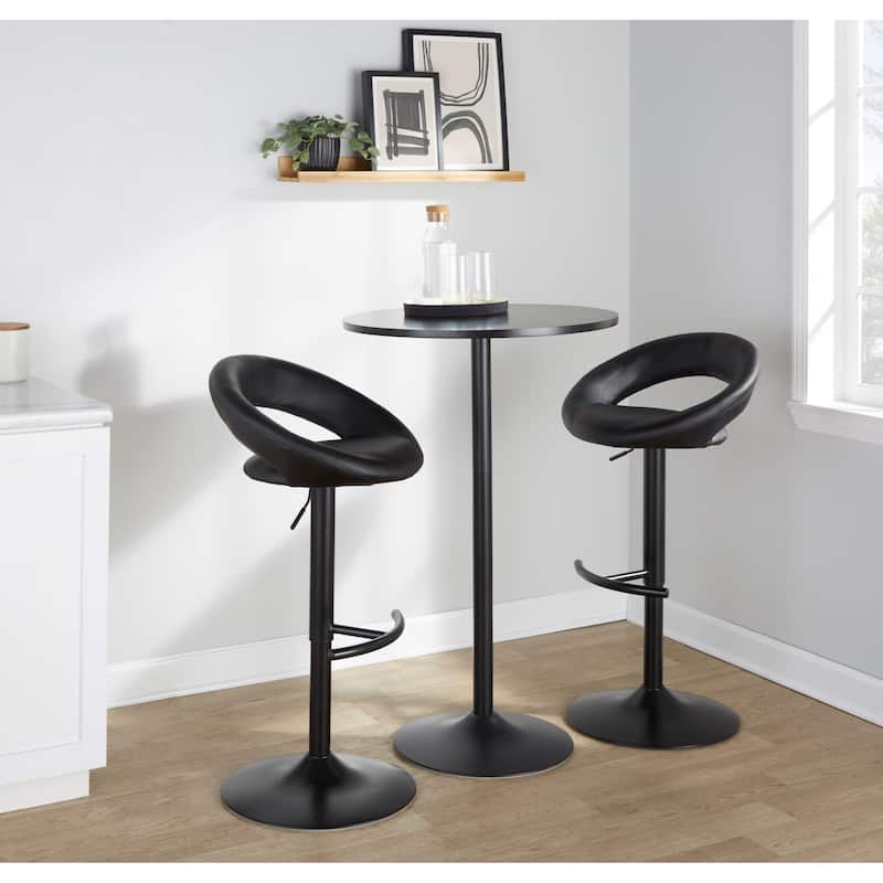 Silver Orchid Poppy Adjustable Bar Stool with Rounded T Footrest (Set of 2)