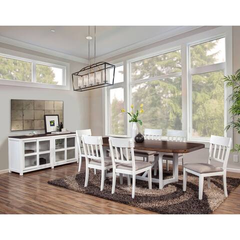Alpine Furniture Donham Large Wood Display Cabinet in Brown and White