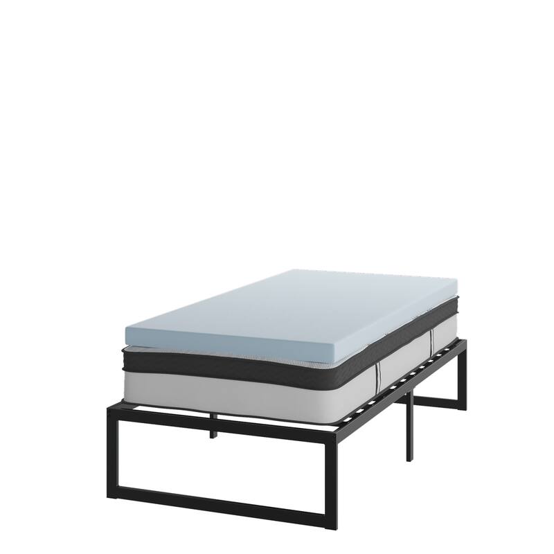 Platform Bed Frame; Pocket Spring Mattress & Memory Foam Topper