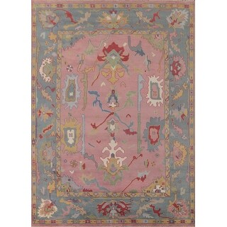 Pink Oushak Indian Area Rug Handmade Bedroom Wool Carpet - 9'0
