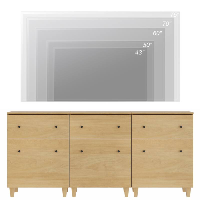 WAMPAT Modern TV Cabinet Stand with Drawers and Door