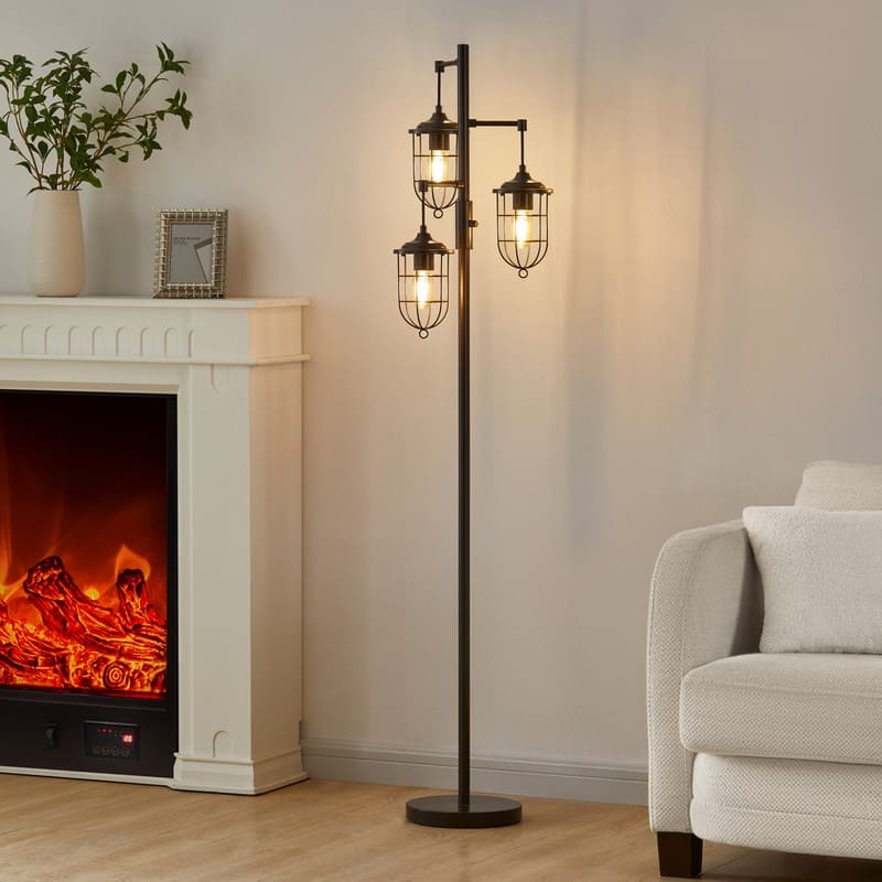 KAWOTI 67.75 inch 3-Light Farmhouse Floor Lamp (Bronze)