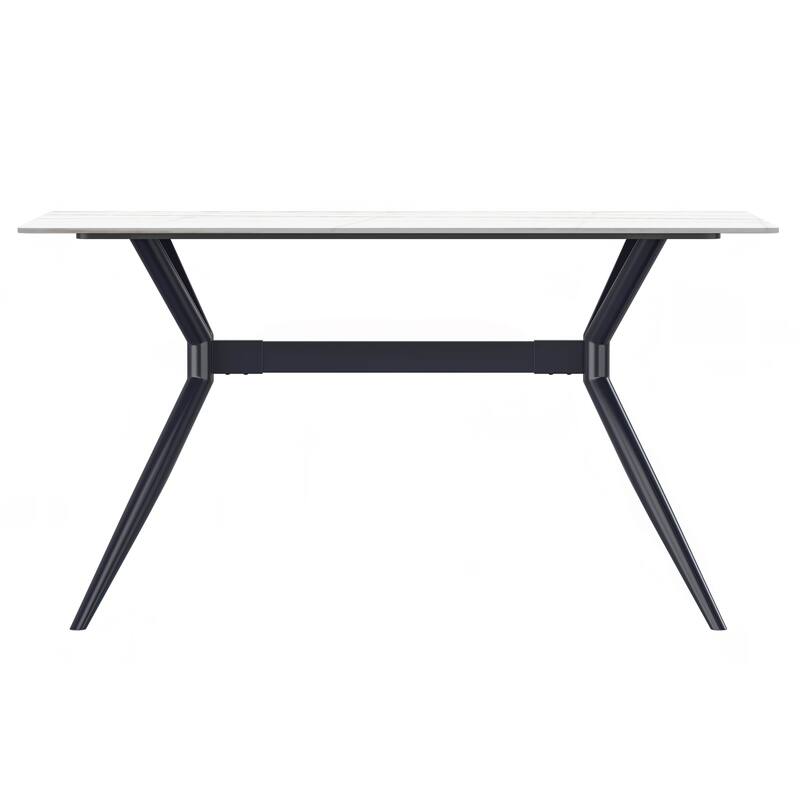 7-Piece Dining Set with 55-Inch Sintered Stone Dining Table and 6 Velvet Side Chairs