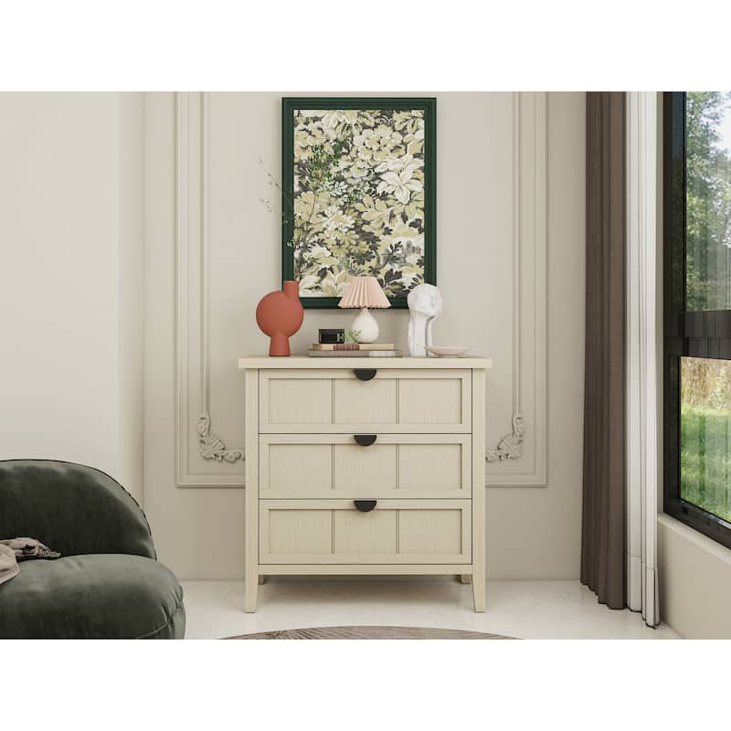 Roomfitters 3 Drawer Dresser Storage Cabinet, Modern Wooden Chest of Drawers with Metal Handles, Natural - Natural