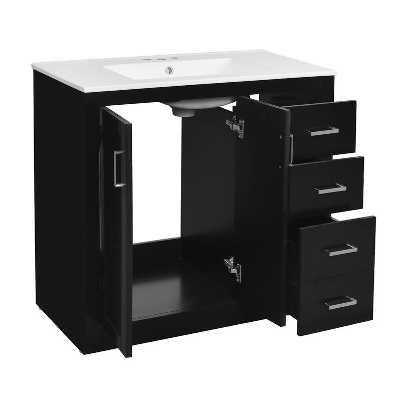 72'' Freestanding Bathroom Vanity with Integrated White Ceramic Sink - 72'' x 18.3'' x 33.7''